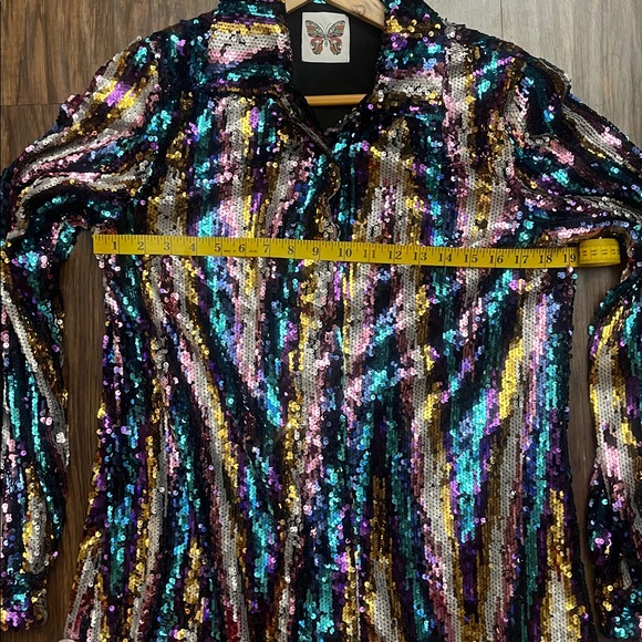 Meghan Fabulous MARTINI DRESS - RAINBOW GLITTER sequin Shirt Dress Size medium - Picture 9 of 16